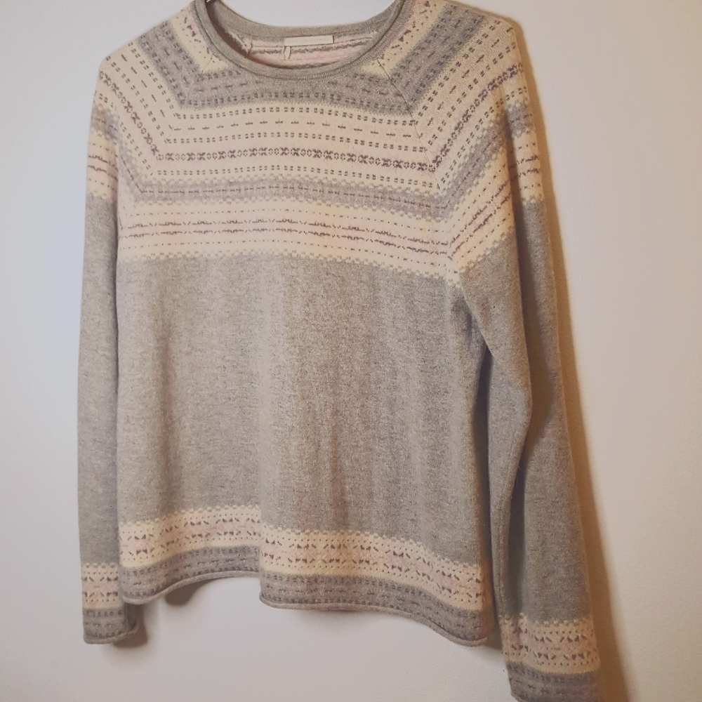 Cashmere 2 ply  grey minimalist jacquard sweater M